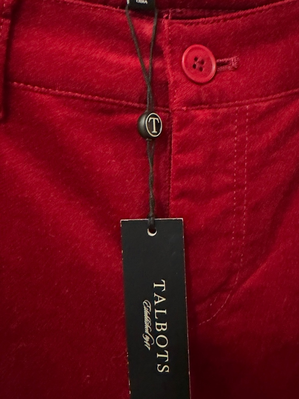 Talbots | NWT 98% Cotton Signature Wine Red Velour Straight Leg Pants (sz 6) - Picture 4 of 14